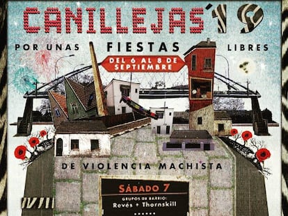 El Ayuntamiento elimina un mensaje contra la violencia machista del cartel de fiestas de Canillejas