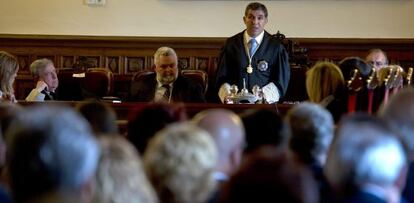 Lorenzo del Río, durante el acto institucional del 25º aniversario del Tribunal Superior de Justicia de Andalucía.