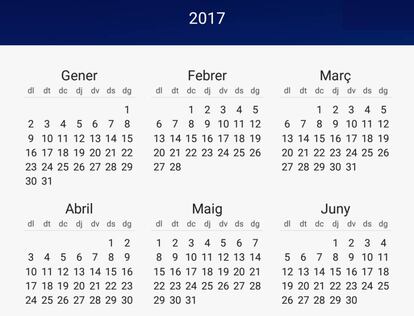 El calendari del 2017.