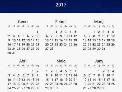 El calendari del 2017.