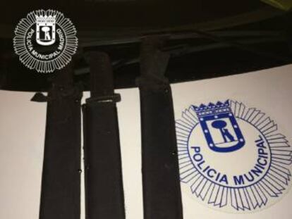 Machetes incautados por la Policía Municipal en Ciudad Lineal.