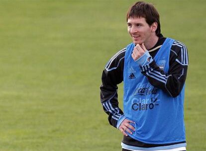 Leo Messi, en un entrenamiento con la seleccin argentina.