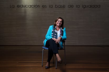 Rosa Ana Rodríguez, consejera de Educación Cultura y Deportes de Castilla-La Mancha, después de la entrevista en la sede de su departamento en Toledo.