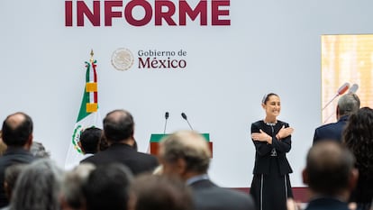 Claudia Sheinbaum Pardo encabezó el primer informe de Gobierno en el Palacio Nacional, en Ciudad de México, el 1 de septiembre de 2025.