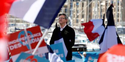 Jean-Luc Mélenchon durante um comício em Marselha, na quarta-feira.