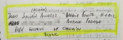 Primera nota que tomó en 2015 de Julián Álvarez el captador Alfredo Alonso, que se adjudica el descubrimiento del jugador.