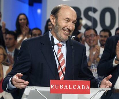 Alfredo Pérez Rubalcaba, en el acto de proclamación de su candidatura a las elecciones generales celebrado el sábado