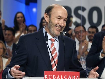 Alfredo Pérez Rubalcaba, en el acto de proclamación de su candidatura a las elecciones generales celebrado el sábado