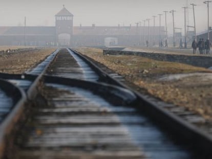 Ra&iacute;les a la entrada del campo de concentraci&oacute;n de Auschwitz.