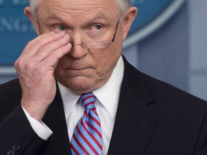 El fiscal general, Jeff Sessions, en la Casa Blanca.