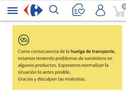Captura de pantalla de la página de internet de Carrefour este jueves.