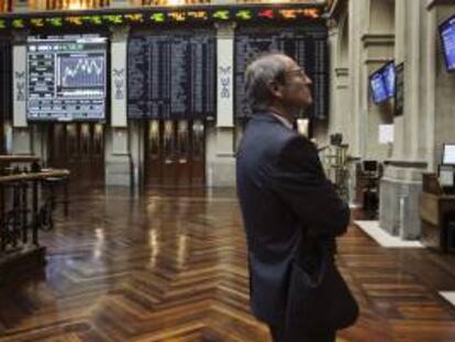 Interior de la Bolsa de Madrid esta mañana.
