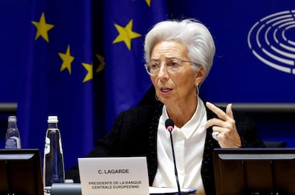 La presidenta del BCE, Christine Lagarde, en Bruselas el pasado mes de febrero.