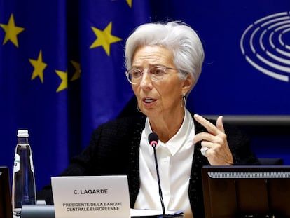 La presidenta del BCE, Christine Lagarde, en Bruselas el pasado mes de febrero.