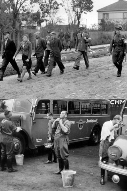 Dos de las fotografías que se incluyen en el álbum de imágenes de la II Guerra Mundial, dadas a conocer ayer.