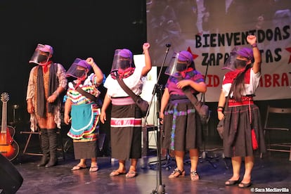 Zapatistas en Madrid durante su Gira por la Vida por Europa.