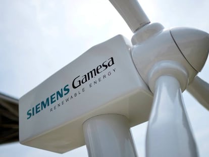 Un modelo de una turbina de Siemens Gamesa en Zamudio, Espa&ntilde;a.