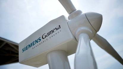 Un modelo de una turbina de Siemens Gamesa en Zamudio, Espa&ntilde;a.