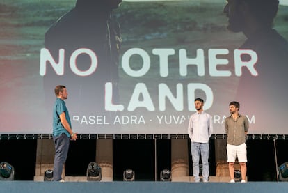 The presentation of 'No Other Land' during the 2024 Atlántida Film Fest, in a photograph provided by the festival.