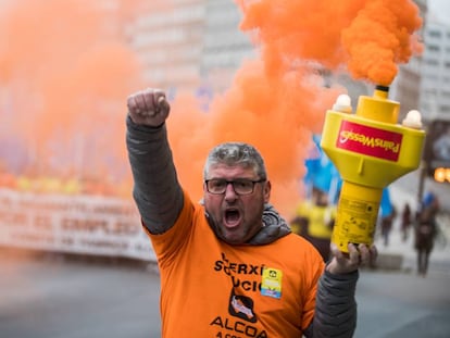 Manifestación a favor de Alcoa este domingo en A Coruña.