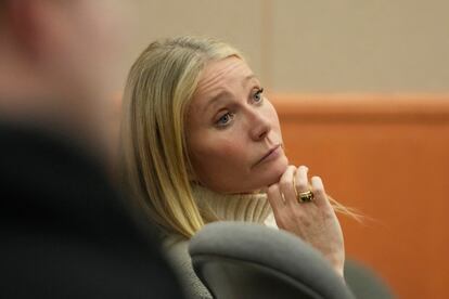 Actor Gwyneth Paltrow looks on as she sits in the courtroom on Tuesday, March 21, 2023, in Park City, Utah.