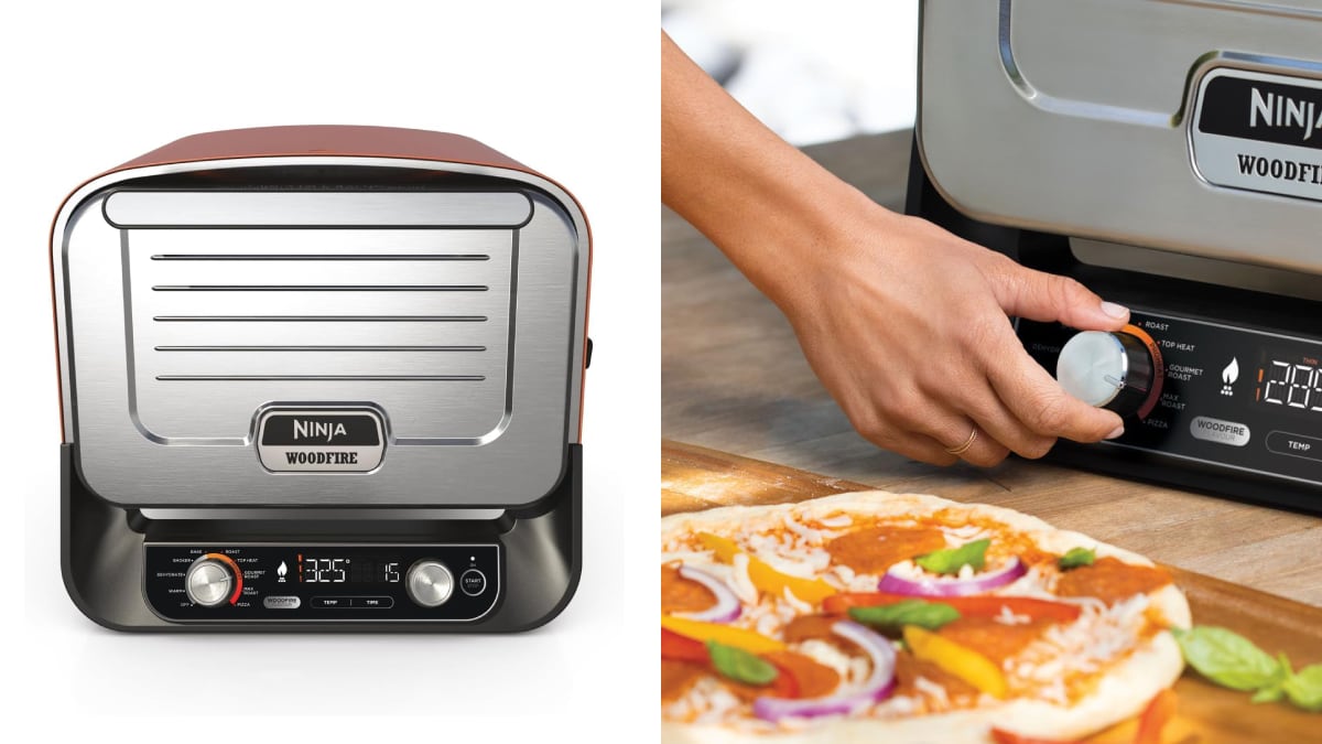 Horno eléctrico de exterior eléctrico Ninja para elaborar pizzas.