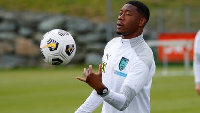 David Alaba, en un entrenamiento con Austria durante la Eurocopa.