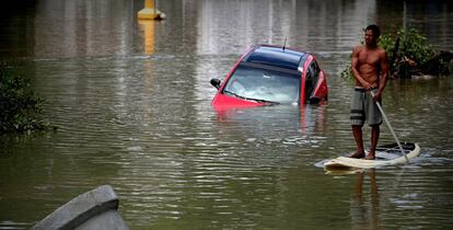 Una zona inundada tras una tormenta en Río de Janeiro (Brasil).