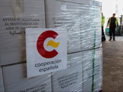 A shipment of Spanish humanitarian aid destined for Nepal.