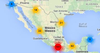 Mapa de datos sobre agresiones a periodistas