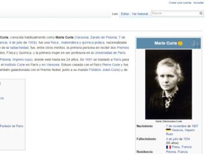 Solo en contados casos, las referencias a su condici&oacute;n de mujer son relevantes en la biograf&iacute;a de las grandes mujeres como es el de Marie Curie, esposa de otro f&iacute;sico y madre de otra premio Nobel.