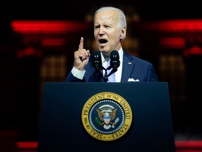 Joe Biden, durante su discurso televisado desde Filadelfia, el 1 de septiembre.