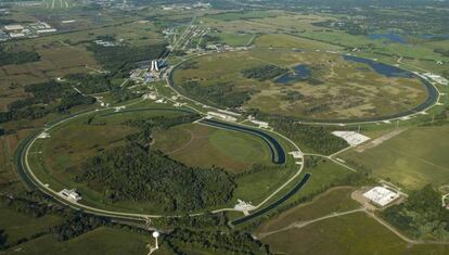 Vista a&eacute;rea del complejo de aceleradores de Fermilab, en EE UU.