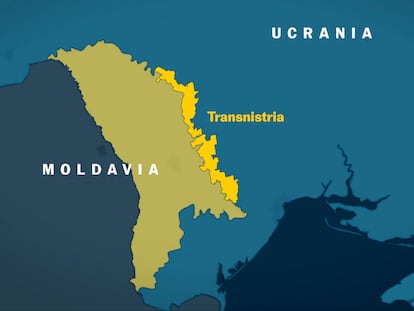 La ubicación de Transnistria, entre Moldavia y Ucrania.