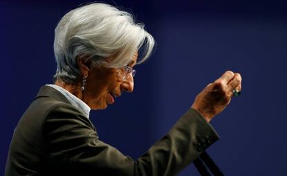 La presidente del Banco Central Europeo, Christine Lagarde, en el 29º Congreso Europeo sobre Bancos de Fráncfort.