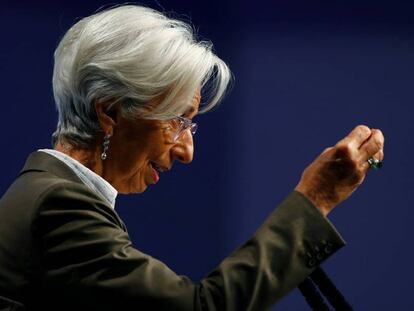 La presidente del Banco Central Europeo, Christine Lagarde, en el 29º Congreso Europeo sobre Bancos de Fráncfort.