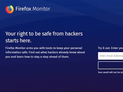 Pantalla de comprobación de Firefox Monitor.