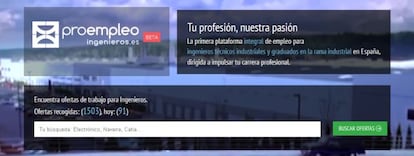 Pantallazo de la plataforma integral de empleo para ingenieros técnicos industriales.