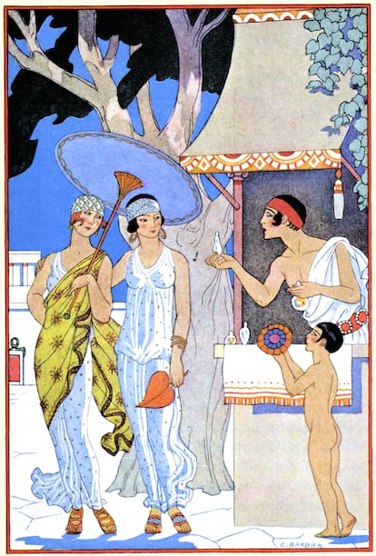 Vendedor de perfume en la Antigua Grecia (George Barbier, 1908).