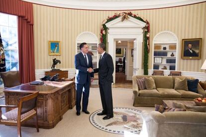 Romney y Obama en el Despacho Oval.