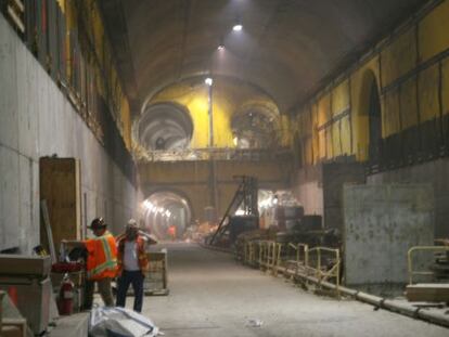 Caverna oeste de la futura estaci&oacute;n que se construye bajo Grand Central