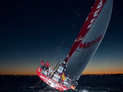 El Mapfre a su llegada a Auckland (Nueva Zelanda).