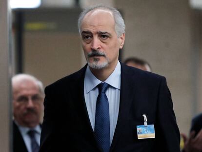 El negociador jefe del régimen sirio, Bachar Al Jaafari, en Ginebra.