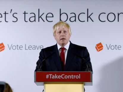 El exalcalde de Londres, Boris Johnson, haciendo campa&ntilde;a a favor del &lsquo;brexit&rsquo;.