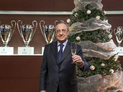 Florentino felicita las fiestas al madridismo.