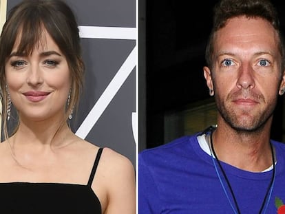 La actriz Dakota Johnson y el cantante Chris Martin.