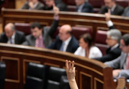 Un momento de la votación de las resoluciones del debate del estado de la nación, esta tarde en el Congreso.