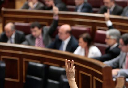 Un momento de la  votación de las resoluciones del debate del estado de la nación, esta tarde en el Congreso.