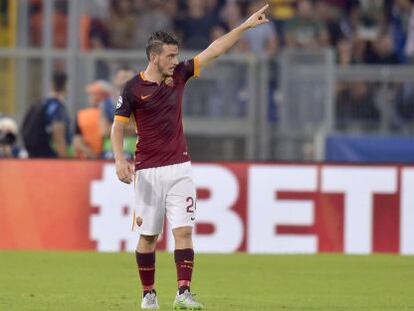 Florenzi celebra su gol al Barcelona.