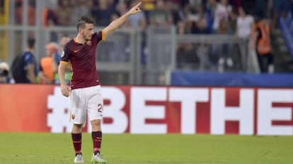 Florenzi celebra su gol al Barcelona.